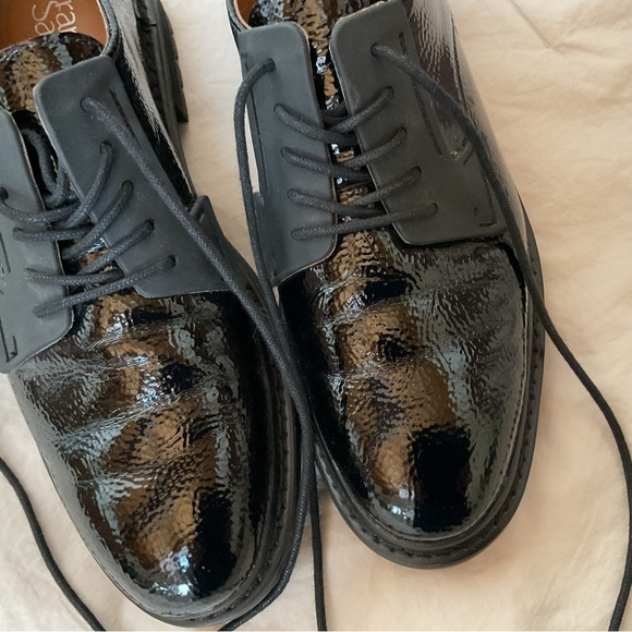 Franco Sarto Women's Sendra Lug Sole Derby shoes in black patent leather, 9 - Picture 5 of 8